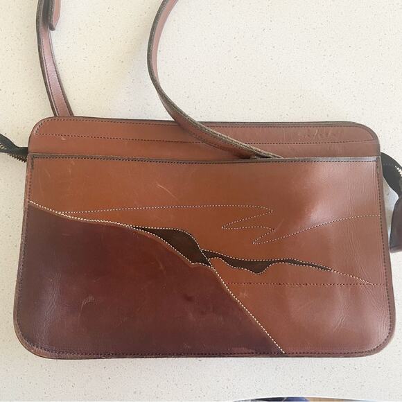 Sadaski or Saclahi Leather Brown Envelope Messenger Purse Crossbody Satchel Bag - Picture 2 of 9